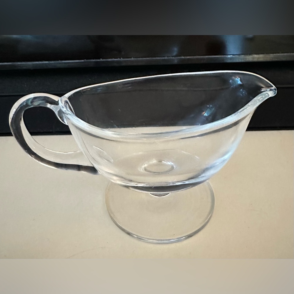 Signed Jack Badash Art Clear Glass Crystal Gravy Boat Saucer MCM Etched RARE